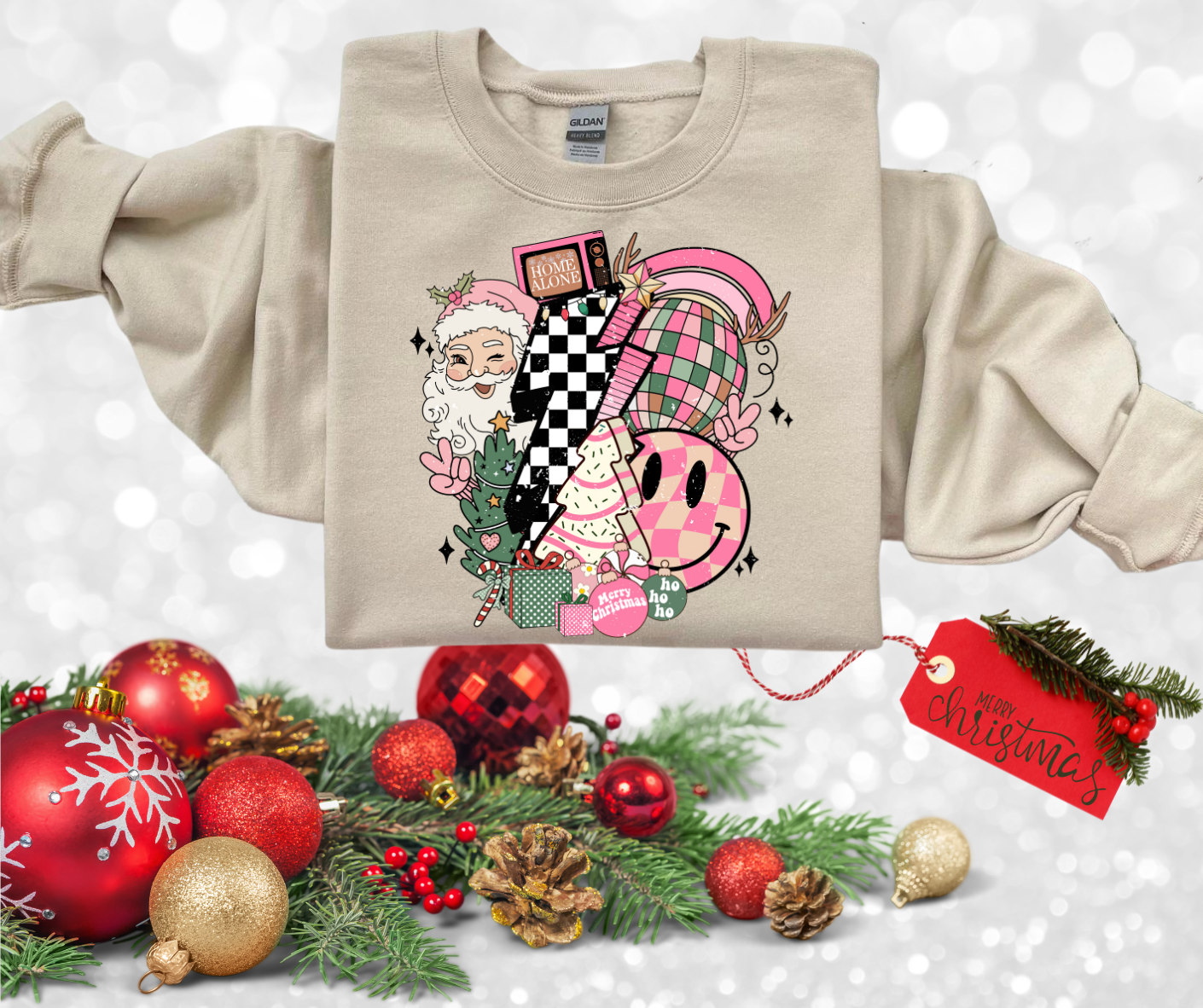 Retro Christmas Crew Neck Sweatshirt